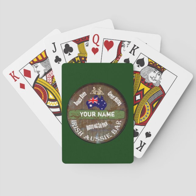 Personalised Irish Aussie  pub sign Playing Cards (Back)