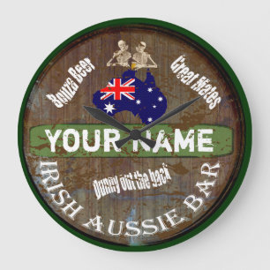 Personalised Irish Australian pub sign Large Clock