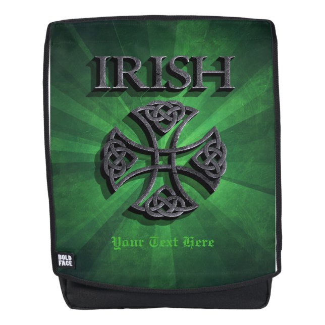 Personalised Irish Celtic Cross Backpack (Front)
