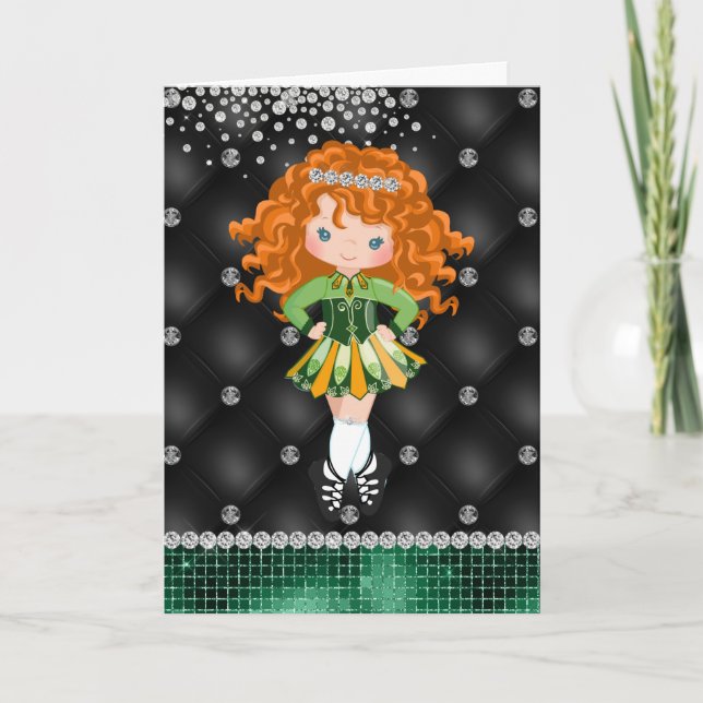 Personalised Irish Dance Redhead Girl Birthday Card (Front)
