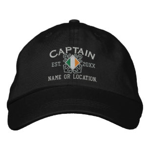 Personalised Irish Flag Anchors Captain Nautical Embroidered Hat
