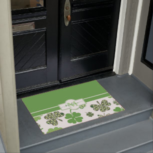 Personalised Irish Green Clover St Patricks Doormat