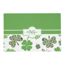 Personalised Irish Green Clover St Patricks Laminated Place Mat