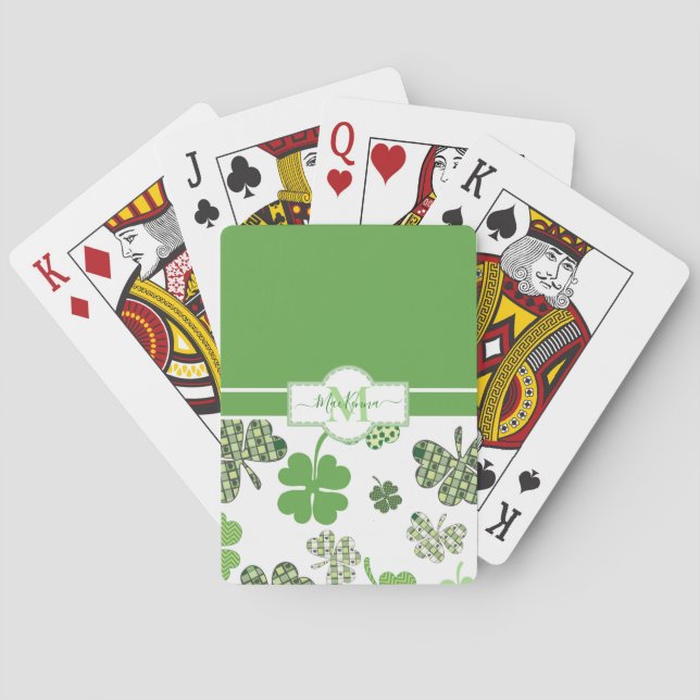 Personalised Irish Green Clover St Patricks Playing Cards (Back)