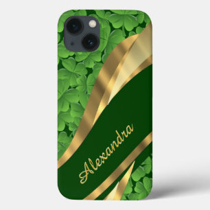 Personalised Irish green shamrock pattern iPhone 13 Case