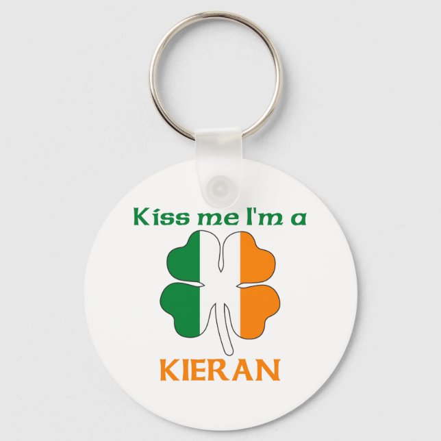 Personalised Irish Kiss Me I'm Kieran Key Ring (Front)