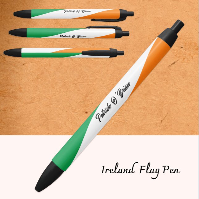 Personalised Irish Pen, Irish Flag, Ireland Black Ink Pen (Creator Uploaded)