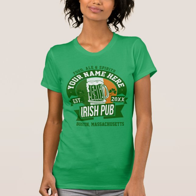 Personalised Irish Pub | Comical St Patrick's Day T-Shirt (Front)