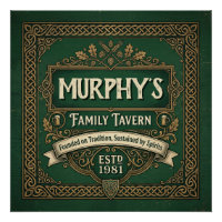 Personalised Irish Pub Family Tavern Vintage Green