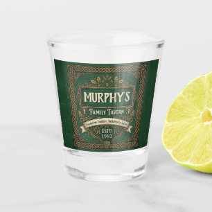 Personalised Irish Pub Family Tavern Vintage Green Shot Glass