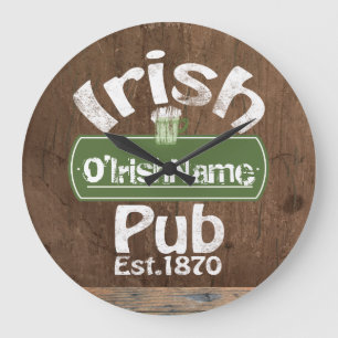 Personalised Irish Pub Old Keg Effect Sign Large Clock