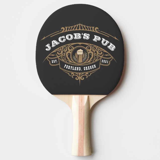 Personalised Irish Pub Ping Pong Paddle (Front)