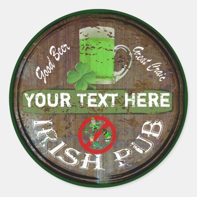 Personalised Irish pub sign Classic Round Sticker (Front)