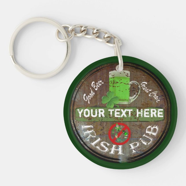 Personalised Irish pub sign Key Ring (Front)