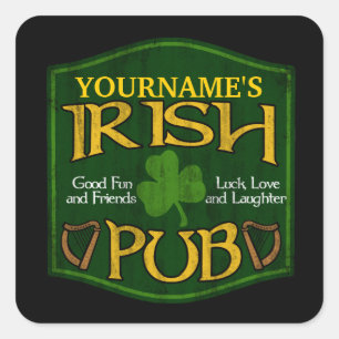 Personalised Irish Pub Sign Square Sticker
