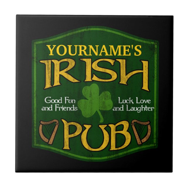 Personalised Irish Pub Sign Tile (Front)