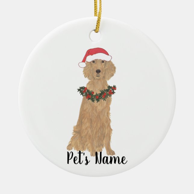 Personalised Irish Setter Ceramic Tree Decoration (Front)