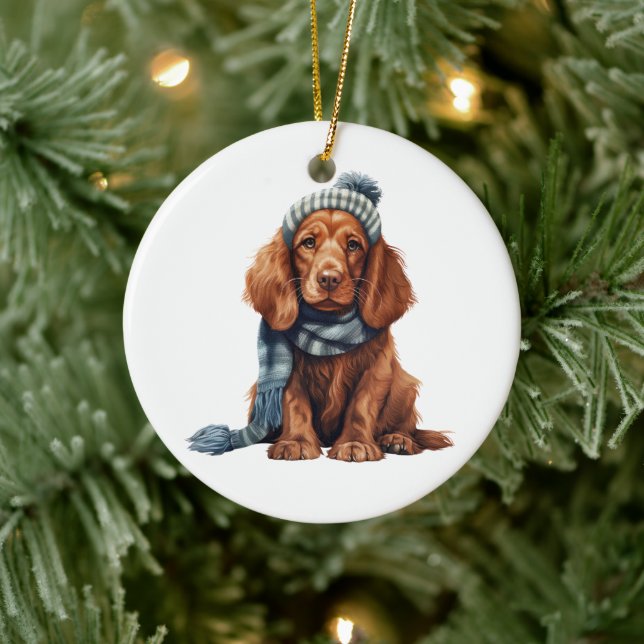 Personalised Irish Setter Dog Ceramic Tree Decoration (Tree)