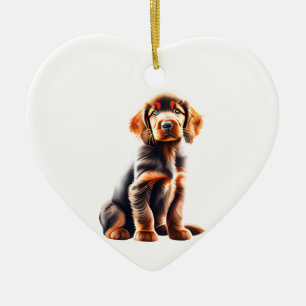Personalised Irish Setter Puppy Ceramic Tree Decoration