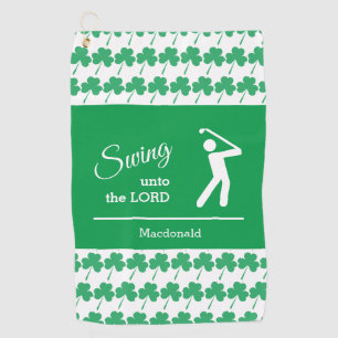Personalised IRISH SHAMROCK Swing Unto The Lord Golf Towel