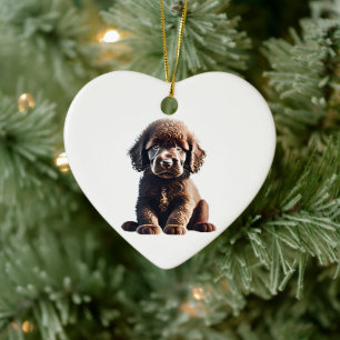 Personalised Irish Water Spaniel Puppy Ceramic Tree Decoration