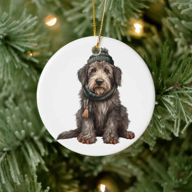 Personalised Irish Wolfhound Dog Ceramic Tree Decoration (Tree)