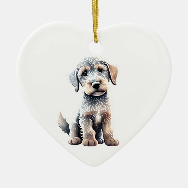 Personalised Irish Wolfhound Puppy Ceramic Tree Decoration (Front)