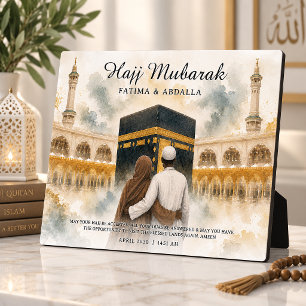 Personalised Islamic Couples Gift, Hajj Mubarak Plaque