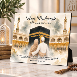 Personalised Islamic Couples Gift, Hajj Mubarak  Plaque