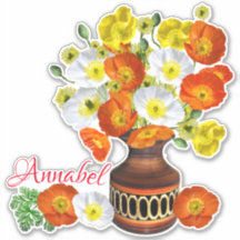 Personalised Island Poppies in Vase Sticker