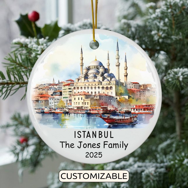 Personalised Istanbul Ornament, Turkey Ceramic Tree Decoration (Creator Uploaded)
