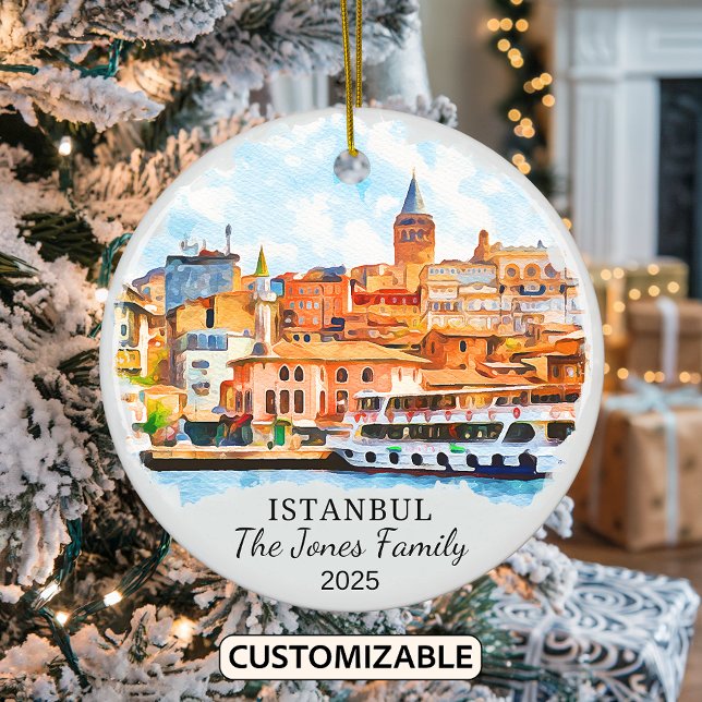Personalised Istanbul Ornament, Turkey Gift Ceramic Tree Decoration (Creator Uploaded)