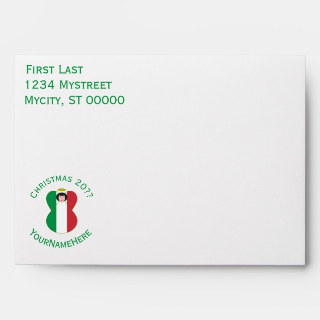 Personalised Italian Angel Christmas Flag  Envelope (Front)