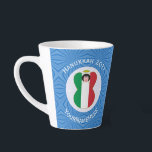 Personalised Italian Angel Flag Hanukkah Flag  Latte Mug<br><div class="desc">Latte mug for Hanukkah has an angel dressed in the flag of Italy . This Italian Flag Angel flies inside of a white fractal circle of squiggly squares, which is set inside a background of green fractal squiggly squares. Add your name, or the name of someone else, if giving as...</div>