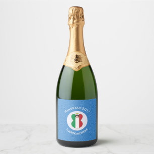 Personalised Italian Angel Flag Hanukkah Flag Sparkling Wine Label