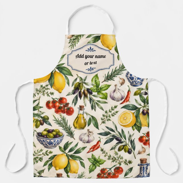Personalised Italian Kitchen Apron - Mediterranean (Front)
