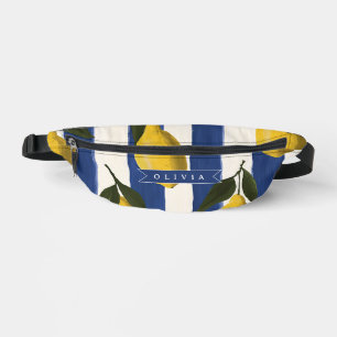 Personalised Italian Lemon Stripe Coastal Bum Bags