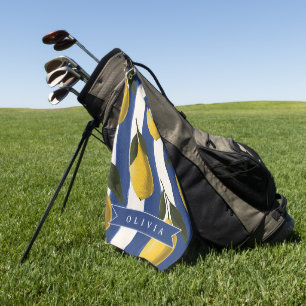 Personalised Italian Lemon Stripe Coastal  Golf Towel