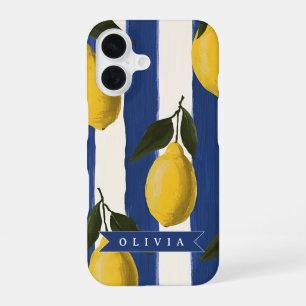 Personalised Italian Lemon Stripe Coastal iPhone 16 Case