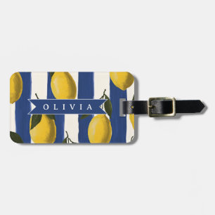 Personalised Italian Lemon Stripe Coastal  Luggage Tag