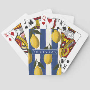 Personalised Italian Lemon Stripe Coastal  Playing Cards