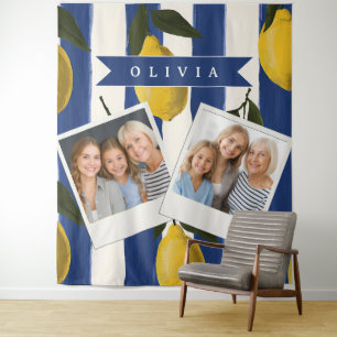 Personalised Italian Lemon Stripe Coastal  Tapestry
