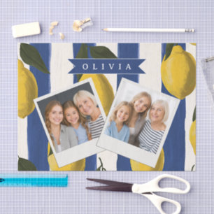 Personalised Italian Lemon Stripe Coastal  Tissue Paper