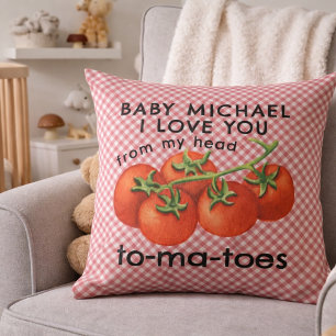 Personalised Italian Tomato Baby Shower Nursery Cushion