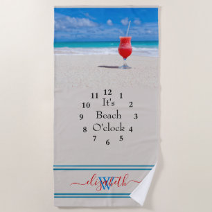 Personalised It's Beach O'clock Beach Towel