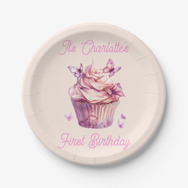 Personalised It's Name's First Birthday Paper Plate (Front)