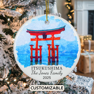 Personalised Itsukushima Ornament, Japan Ceramic Tree Decoration