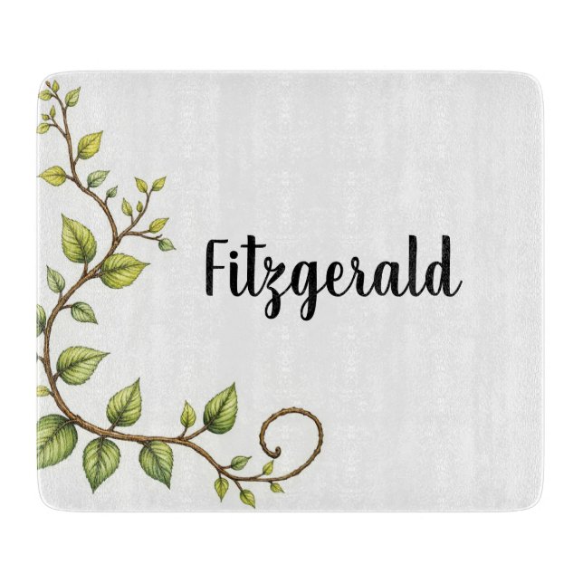 Personalised Ivy Glass Cutting Board (Front)