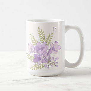Personalised Jacaranda Blooms Initial Mug