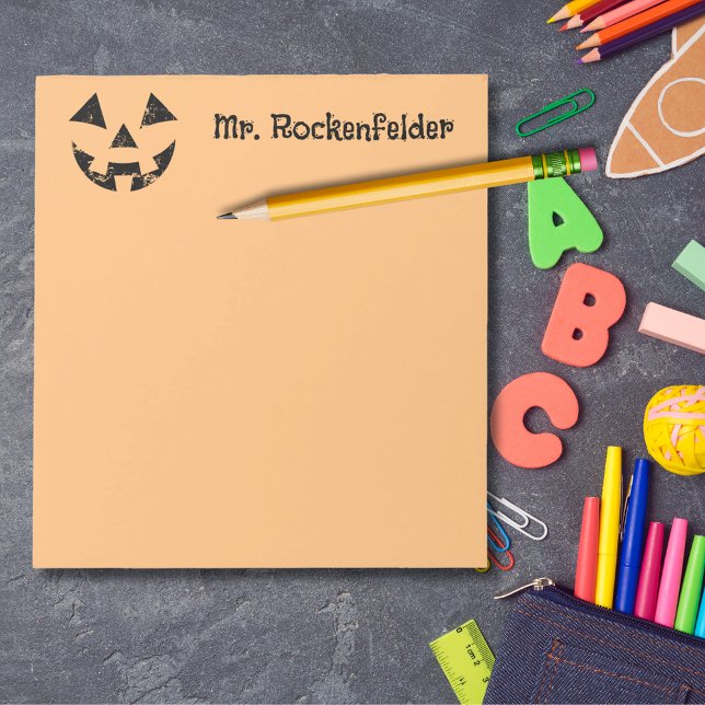 Personalised Jack-o-lantern pumpkin face Halloween Notepad (Creator Uploaded)